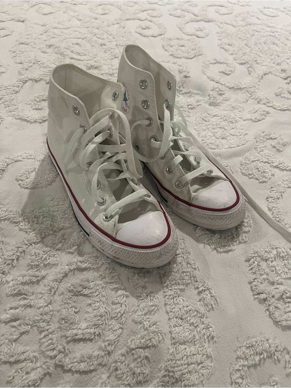 Converse Chuck Taylor All Star White Canvas High-Top Sneakers Women’s Size 7.5